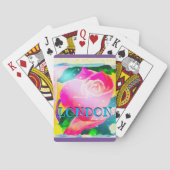 Ihr Name mit Tropfenschatten, Stern strahlt Rose, Spielkarten (Rückseite)