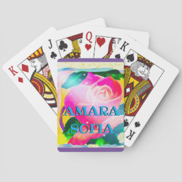 Ihr Name mit Tropfenschatten, Stern strahlt Rose, Spielkarten