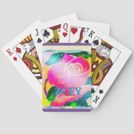 Ihr Name mit Tropfenschatten, Stern strahlt Rose, Spielkarten