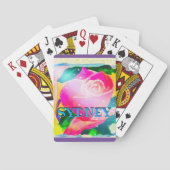 Ihr Name mit Tropfenschatten, Stern strahlt Rose, Spielkarten (Rückseite)