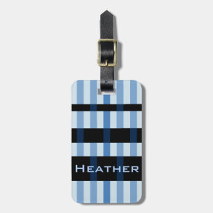 Ihr Name & moderne blau-schwarze Webstreifen Gepäckanhänger