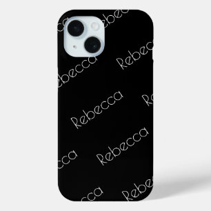 Ihr Name Moderne weiße Schrift auf Schwarz Case-Mate iPhone Hülle