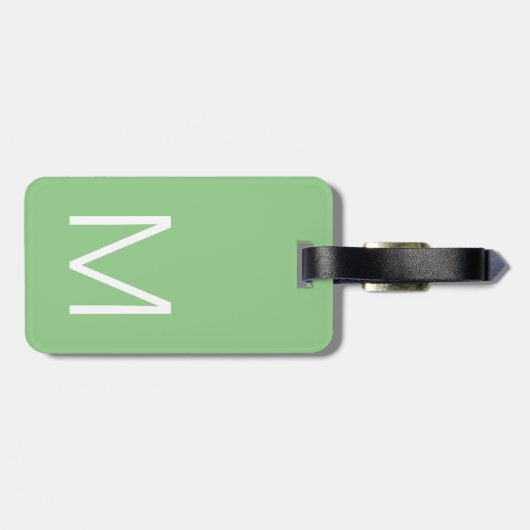 Ihr Name Monogram Modern Salin Green Gepäckanhänger (Rückseite horizontal)