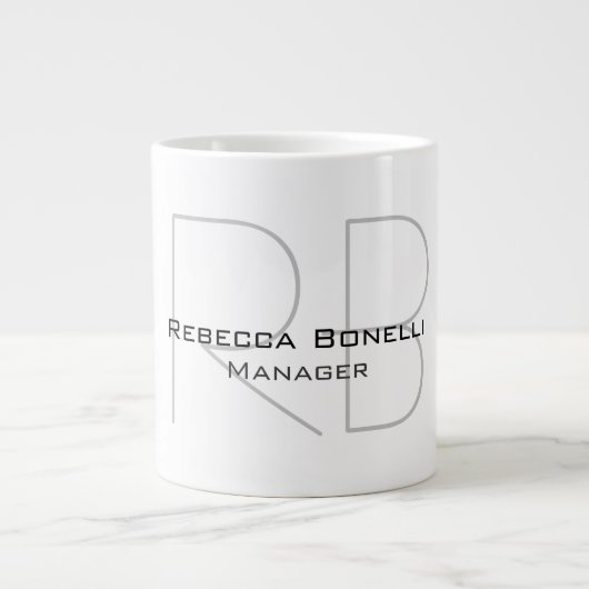 Ihr Name Monogram Your Title Modern Jumbo-Tasse (Vorderseite)