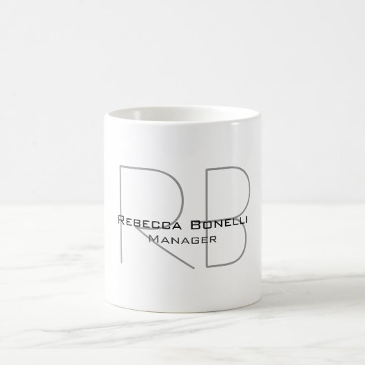 Ihr Name Monogram Your Title Modern Kaffeetasse (Mittel)
