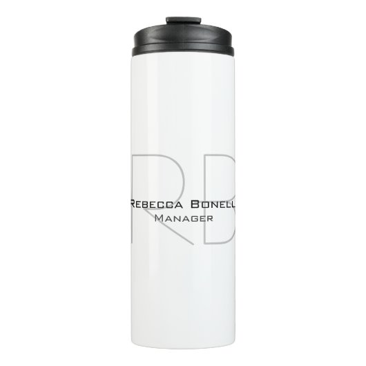 Ihr Name Monogram Your Title Modern Thermosbecher (Vorderseite)