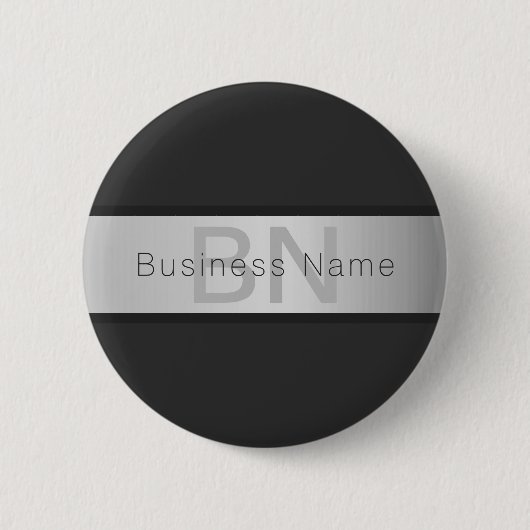 Ihr Name & Monogramm | Grautöne & Faux-Silber-Look Button (Vorderseite)