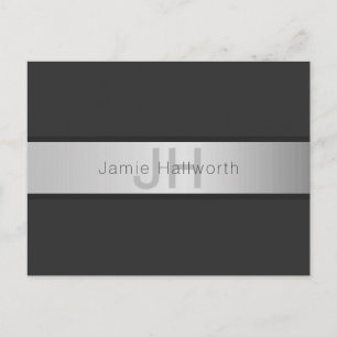 Ihr Name & Monogramm Grautöne & Faux-Silber-Look Postkarte
