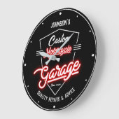 Ihr Name Motorrad Garage Slogan Imitate Red Neon Große Wanduhr (Winkel)