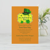 Ihr Name Nachricht St Patricks Day Green Kleeblatt Einladung (Stehend Vorderseite)