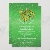 Ihr Name Nachricht St Patricks Day Green Kleeblatt Einladung (Vorne/Hinten)