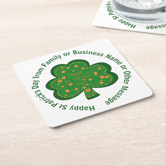 Ihr Name Nachricht St Patricks Day Green Kleeblatt Rechteckiger Pappuntersetzer (angewinkelt)
