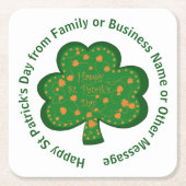 Ihr Name Nachricht St Patricks Day Green Kleeblatt Rechteckiger Pappuntersetzer (Vorderseite)