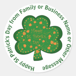Ihr Name Nachricht St Patricks Day Green Kleeblatt Runder Aufkleber