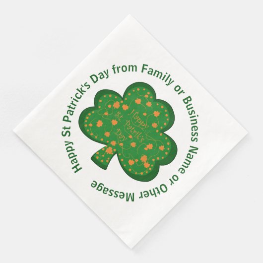 Ihr Name Nachricht St Patricks Day Green Kleeblatt Serviette (Ecke)