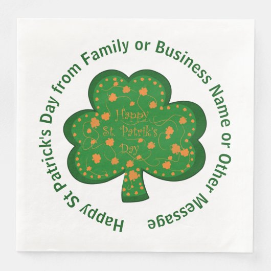 Ihr Name Nachricht St Patricks Day Green Kleeblatt Serviette (Vorderseite)
