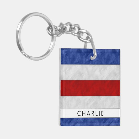Ihr Name + Nautische Signalflagge C Charlie Schlüsselanhänger (Vorderseite links)