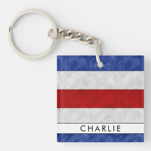 Ihr Name + Nautische Signalflagge C Charlie Schlüsselanhänger (Vorderseite)