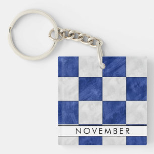 Ihr Name + Nautische Signalflagge N. November Schlüsselanhänger