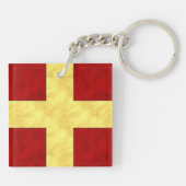 Ihr Name + Nautische Signalflagge R Romeo Schlüsselanhänger (Rückseite)