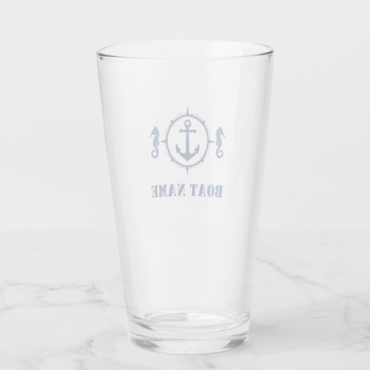 Ihr Name Navy Blue Seepferd Anchor sh0a Glas (Rückseite)