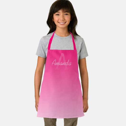 Ihr Name Niedlich anpassbar Rosa Ombre & Monogram Schürze (Insitu)