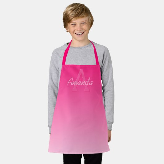 Ihr Name Niedlich anpassbar Rosa Ombre & Monogram Schürze (Getragen)