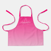 Ihr Name Niedlich anpassbar Rosa Ombre & Monogram Schürze (Vorderseite)