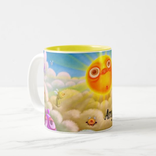 Ihr Name Niedlich Hello Sunshine Coffee Cup Zweifarbige Tasse (Vorderseite Links)