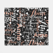 Ihr Name Niedlich hört überall schwarz Fleecedecke (Vorderseite (Horizontal))