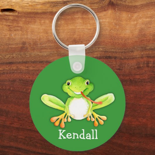 Ihr Name niedlicher Froschfrosch grün Schlüsselanh Schlüsselanhänger (Rückseite)