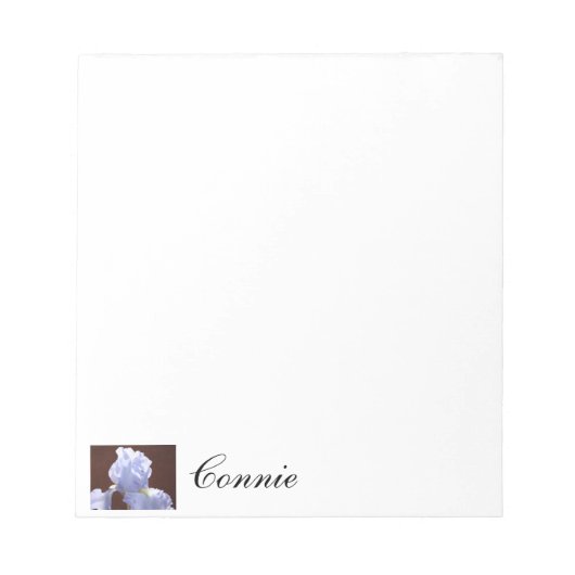 Ihr Name Notepad Blue Iris Blume Floral Notizblock (Vorderseite)