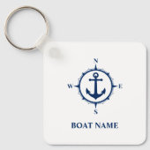 Ihr Name oder Boot Nautical Compass Anker Weiß Schlüsselanhänger (Vorderseite)