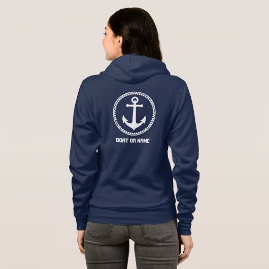 Ihr Name oder Boot Nautical Sea Anchor Navy Blue Hoodie (Schwarz voll)