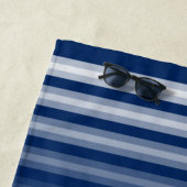 Ihr Name oder Boot Seepferd Navy Blue White Strip Strandtuch (Beispiel)