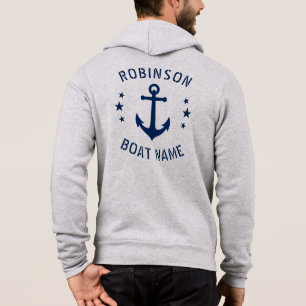 Ihr Name oder Boot Vintage-Anker Sterne Blau Grau Hoodie