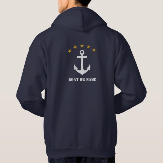 Ihr Name oder Bootname Klassischer Anker 5 Gold St Hoodie (Rückseite)