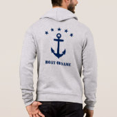 Ihr Name oder Bootname Klassischer Anker Gray Navy Hoodie (Rückseite)
