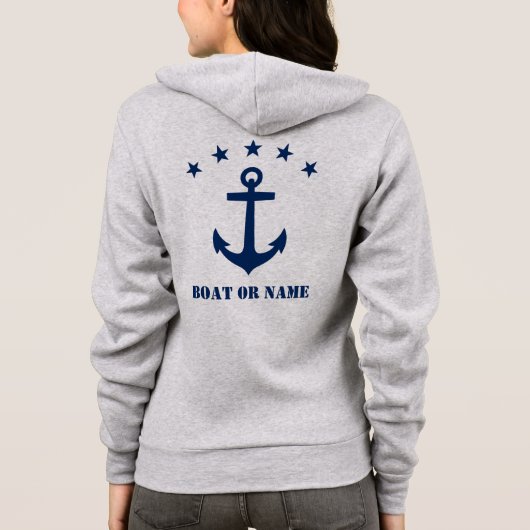 Ihr Name oder Bootname Klassischer Anker Marine & Hoodie (Rückseite)