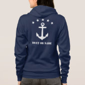 Ihr Name oder Bootname Klassischer Ankerblau Hoodie (Rückseite)