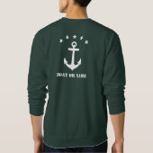 Ihr Name oder Bootname Klassischer Ankerwald Grün Sweatshirt (Rückseite)