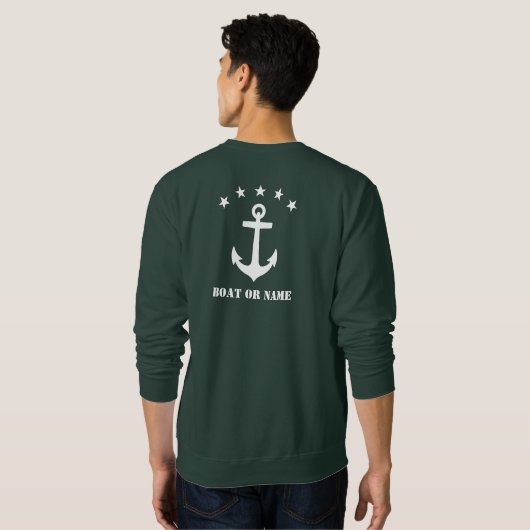 Ihr Name oder Bootname Klassischer Ankerwald Grün Sweatshirt (Schwarz voll)