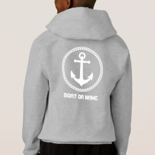 Ihr Name oder Bootsname Anker Weiß & Grau Hoodie