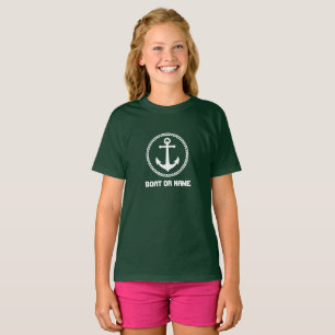 Ihr Name oder Bootsname Name Meer Anker Wald Grün T-Shirt