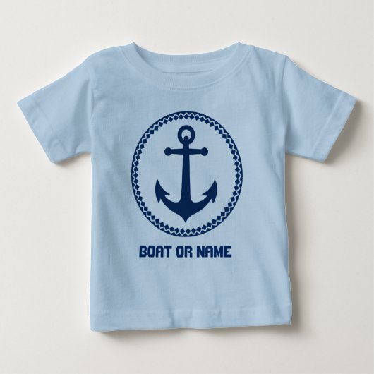 Ihr Name oder Bootsname Name Sea Anchering Navy un Baby T-shirt (Vorderseite)