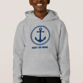 Ihr Name oder Bootsname Name Sea Anchor Navy Blue Hoodie (Vorderseite)