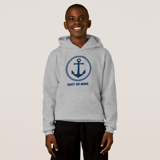 Ihr Name oder Bootsname Name Sea Anchor Navy Blue  Hoodie (Vorne ganz)
