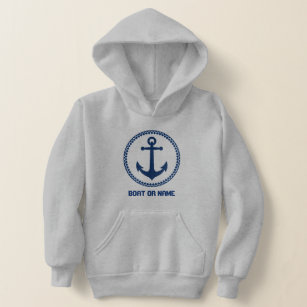 Ihr Name oder Bootsname Name Sea Anchor Navy Blue  Hoodie