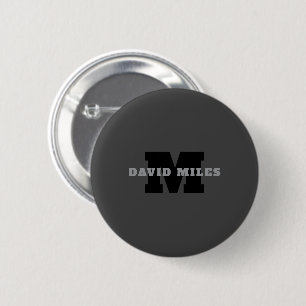 Ihr Name oder Firmenname Modern maskulines Grau Button