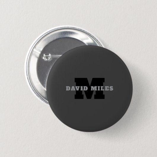 Ihr Name oder Firmenname | Modern maskulines Grau Button (Vorne & Hinten)